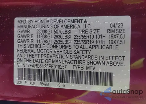 2023 Honda Cr-V Hybrid Sport Touring from USA, damaged, VIN 7FARS6H95PE018257